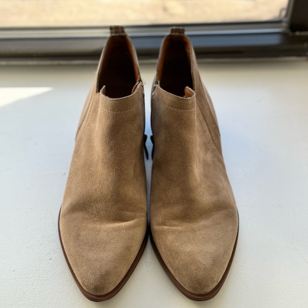 Franco Sarto Laslo Taupe Suede Ankle Booties | Size 7